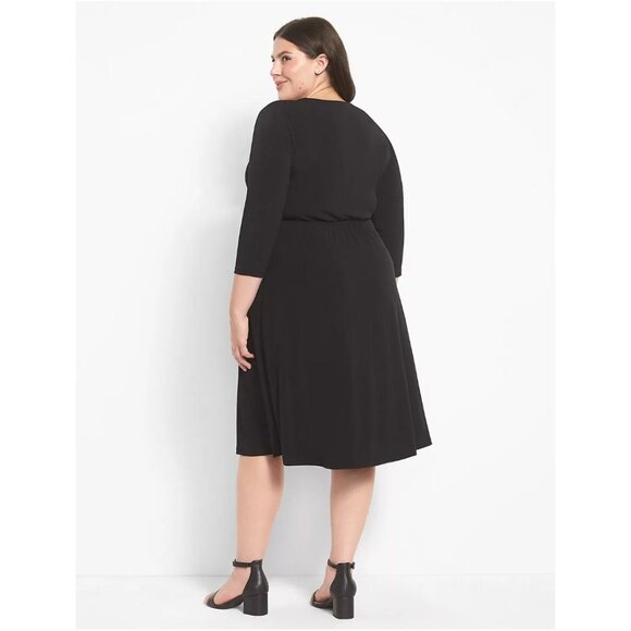 Lane Bryant Black 3/4-Sleeve Fit & Flare Dress w/Pockets Size 22/24 3X Plus Size - Picture 2 of 9